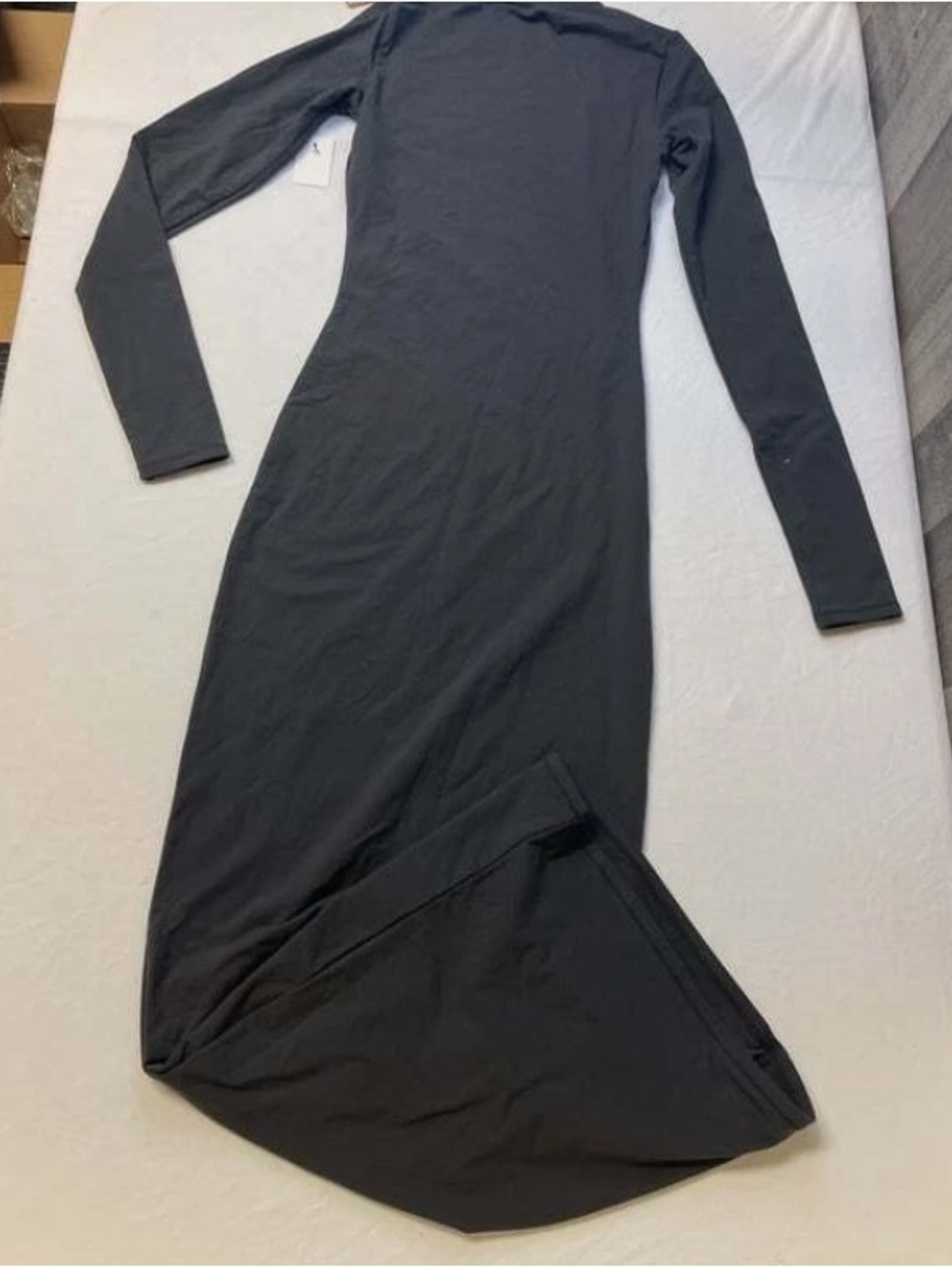 SKIMS Black Long-Sleeve Maxi Dress